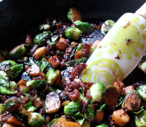 Glazed Brussels Sprouts with Apples And Prosciutto