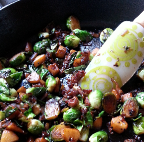 Glazed Brussels Sprouts with Apples And Prosciutto