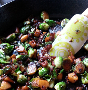 Glazed Brussels Sprouts with Apples And Prosciutto