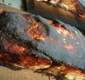 Cedar Planked Hickory Balsamic Mustard Glazed Salmon