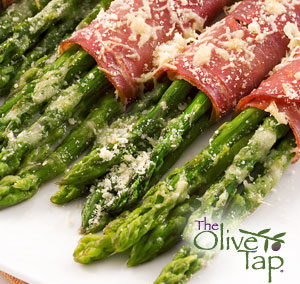 Proscuitto Wrapped Asparagus Spears with Asiago & Balsamic Vinegar