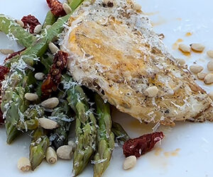 Spicy Garlic Parmesan Asparagus with Duck Egg